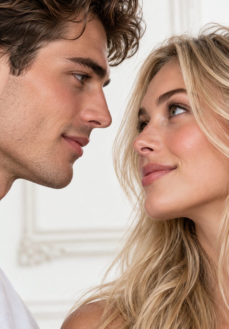 Two people smiling at each other