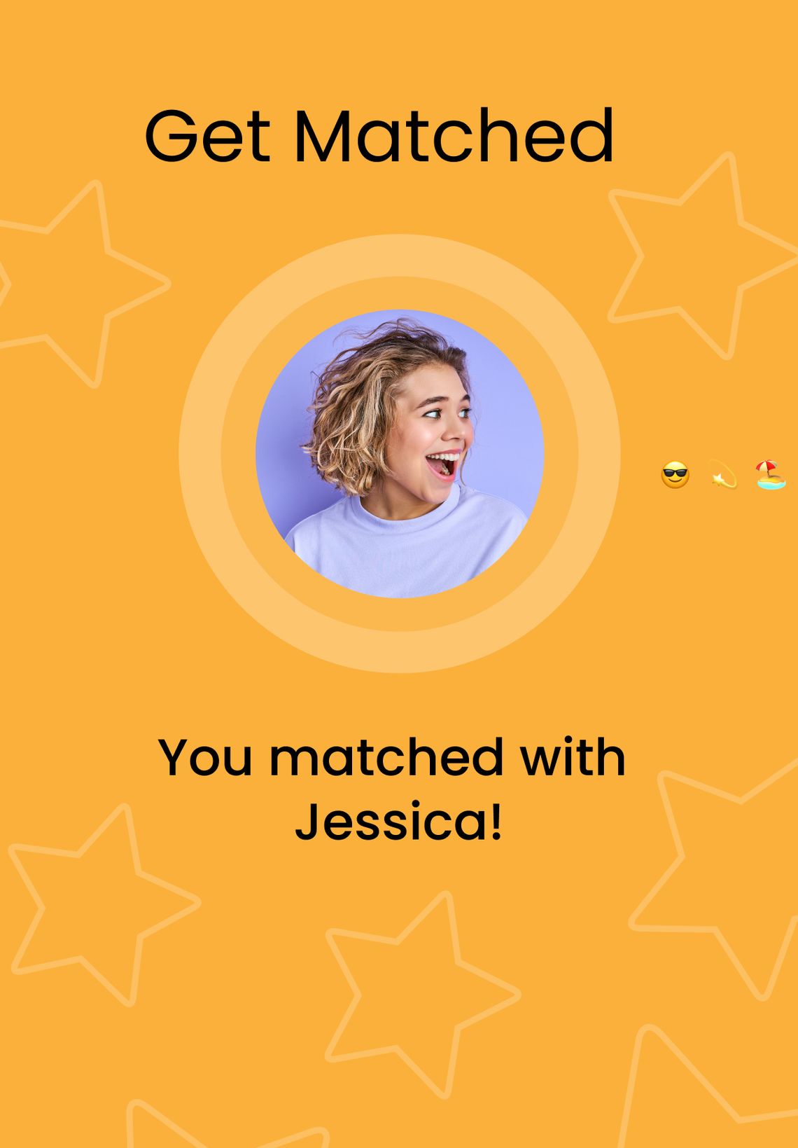 The Dacy match screen: You matched with Jessica!
